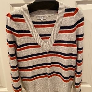 Madewell Striped V Neck Sweater NWOT